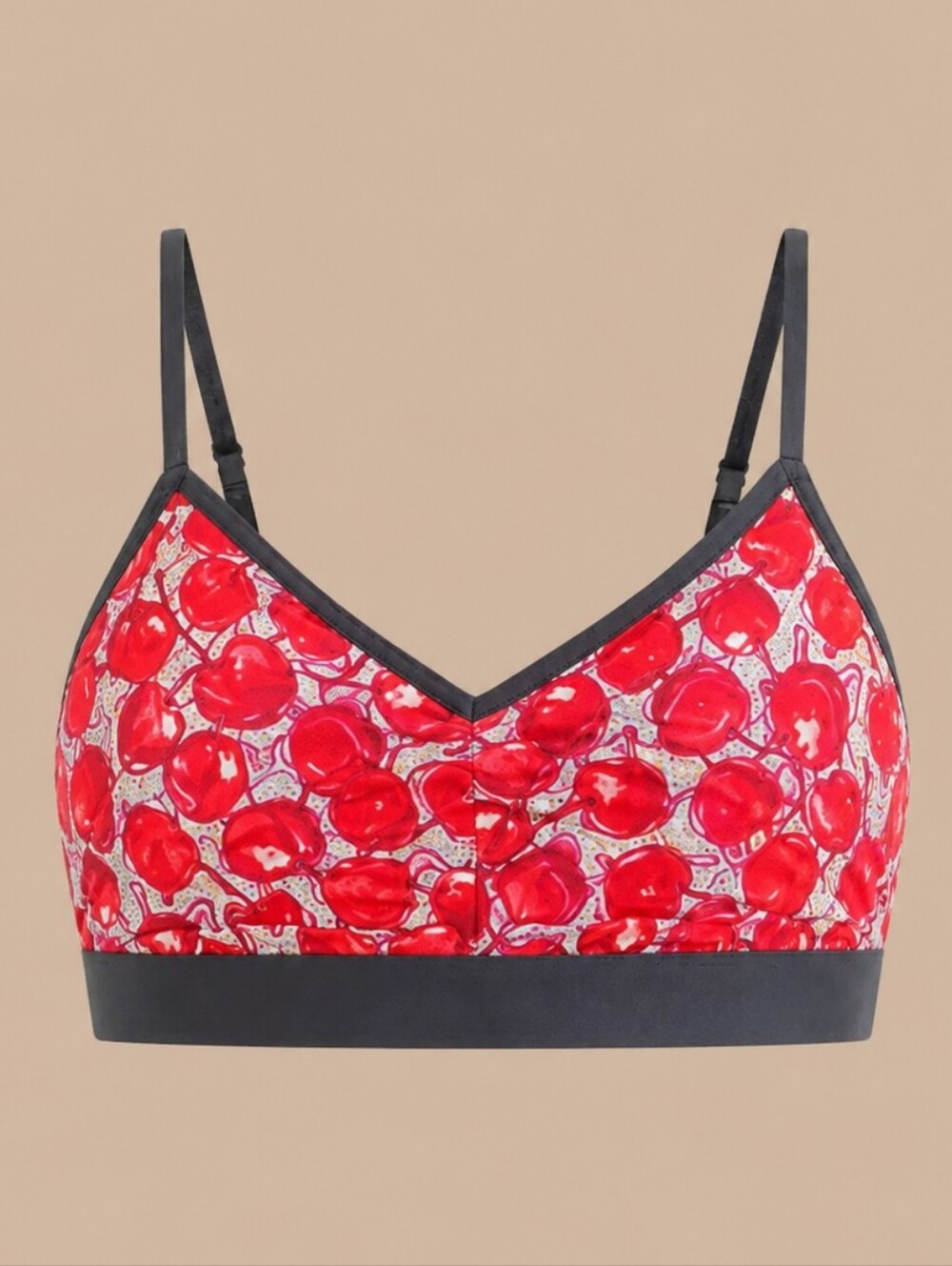 PARADE Cherry Print Bralette in Red & Navy